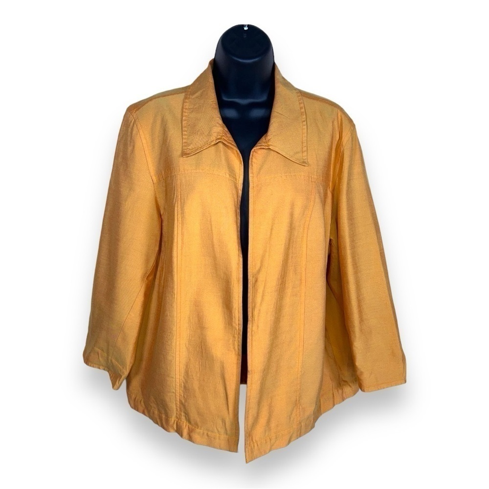 LARGE COLDWATER CREEK ORANGE SATEEN OPEN FRON JACKET  BLAZER LIGHTWEIGHT
